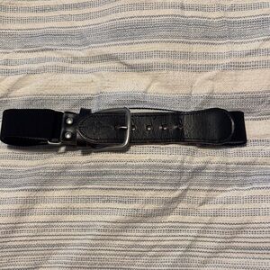 Black Leather Men’s Belt with Silver Buckle